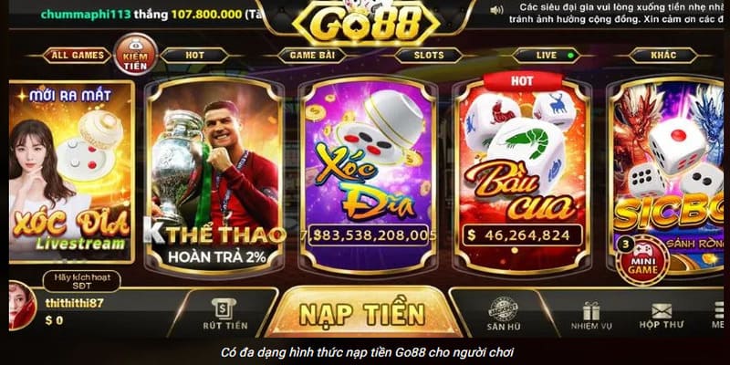 cách nạp tiền Go88 